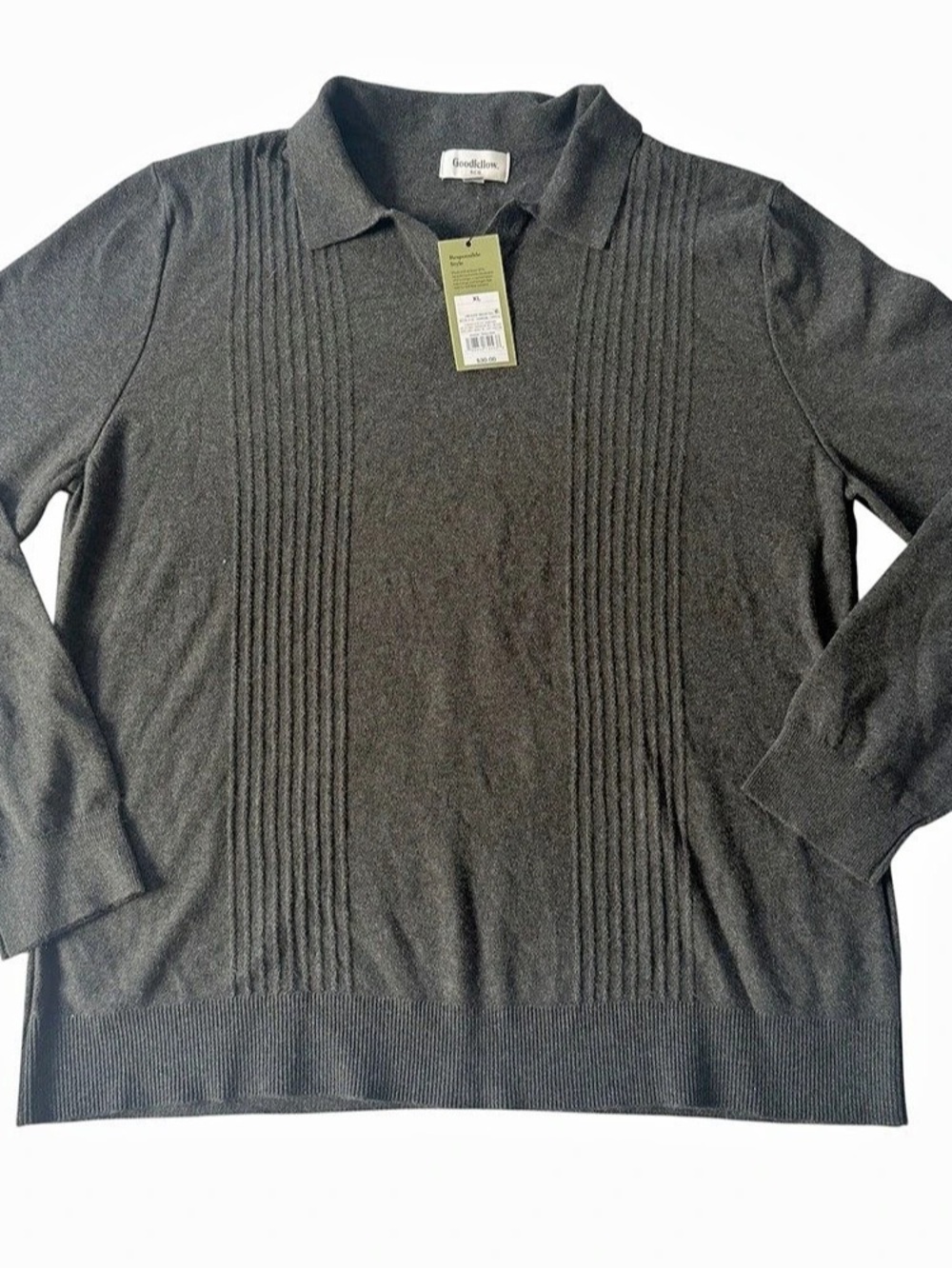 Goodfellow & Co Men’s XL Charcoal Sweater Polo Johnny Collar NWT